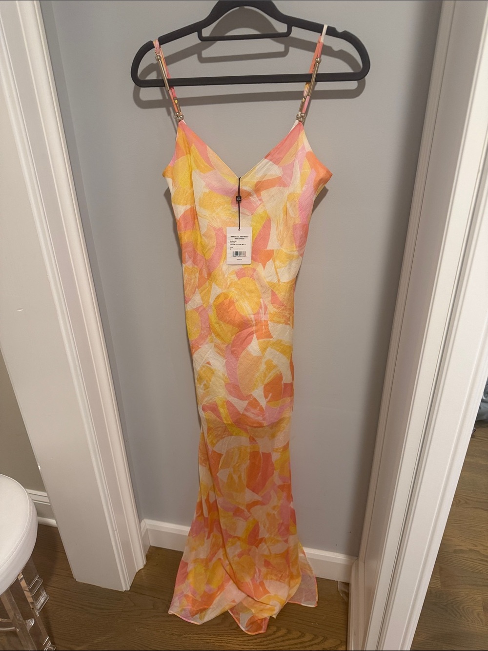 Generation Love Pink, Yellow & Cream Abstract Maxi Slip Dress